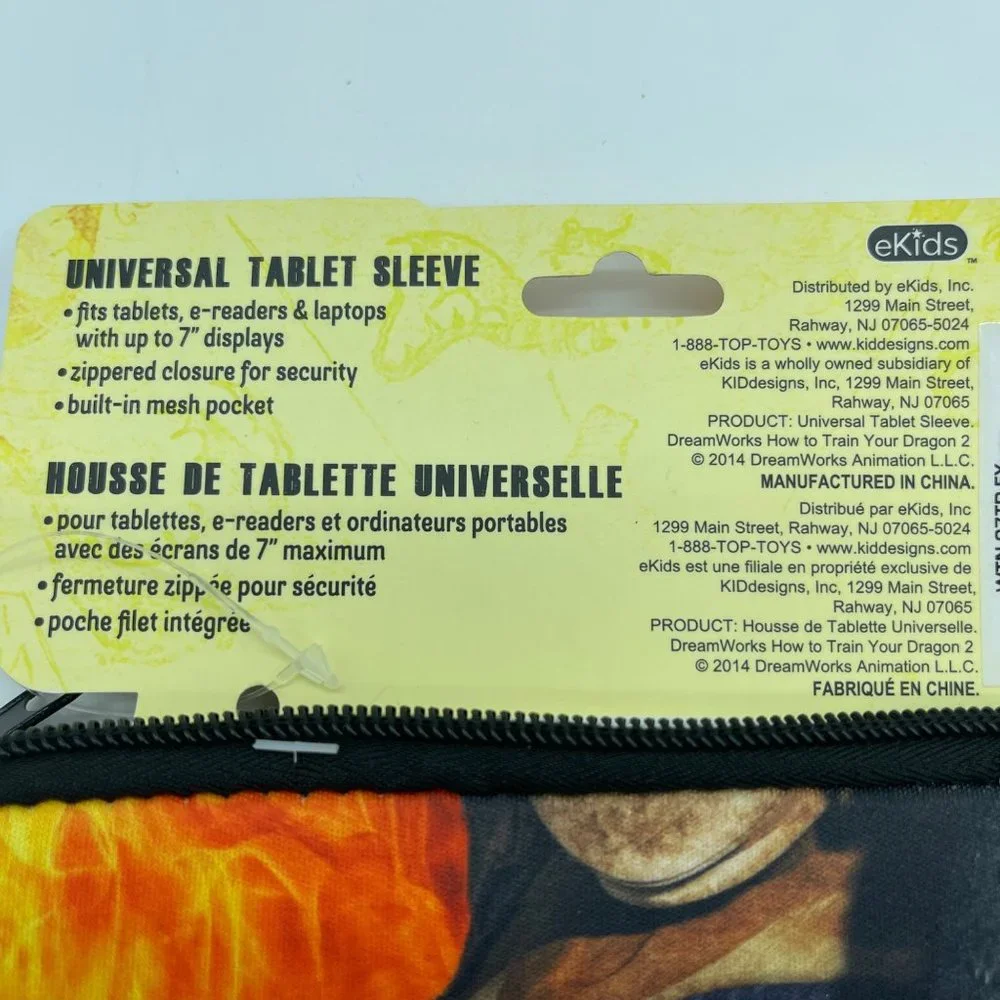 How To Train Your Dragon Tablet Sleeve Orange Black Zipper 7in